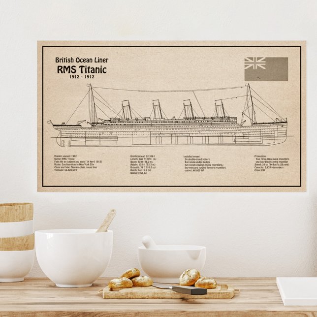 RMS Titanic Ship Blueprint Plans SD Poster (Creator Uploaded)