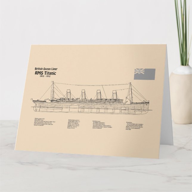 RMS Titanic Ship Blueprint Plans SD Thank You Card (Front)