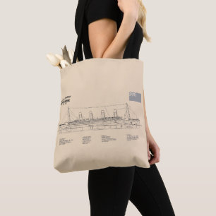 RMS Titanic Ship Blueprint Plans SD Tote Bag