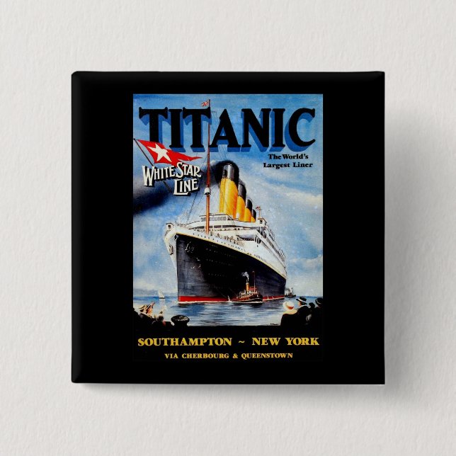 RMS Titanic Travel Ad 15 Cm Square Badge (Front)