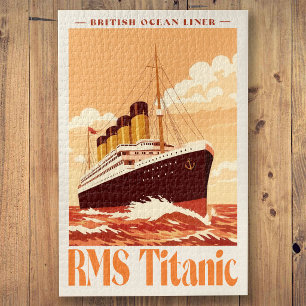 RMS Titanic Vintage Poster. Retro Ocean Liner Art Jigsaw Puzzle