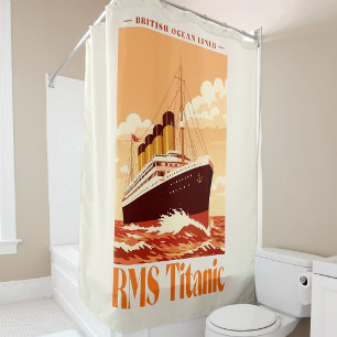 RMS Titanic Vintage Poster. Retro Ocean Liner Art Shower Curtain