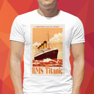 RMS Titanic Vintage Poster. Retro Ocean Liner Art T-Shirt