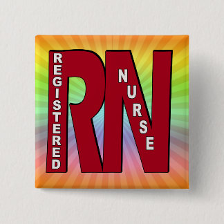 RN BIG RED REGISTERED NURSE 15 CM SQUARE BADGE