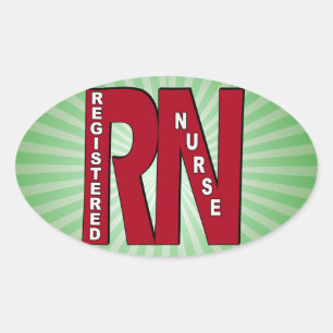RN BIG RED REGISTERED NURSE OVAL STICKER