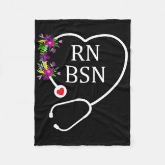 Rn Bsn Registered Nurse Nursing Floral Stethoscope Fleece Blanket