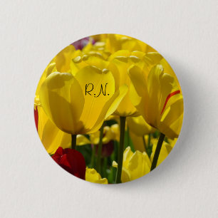 RN buttons Yellow Tulip Flowers Nursing Floral