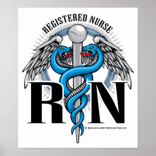 RN Caduceus Blue Poster