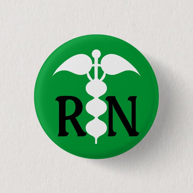 RN Caduceus Medical Icon Stylised 3 Cm Round Badge (Front)