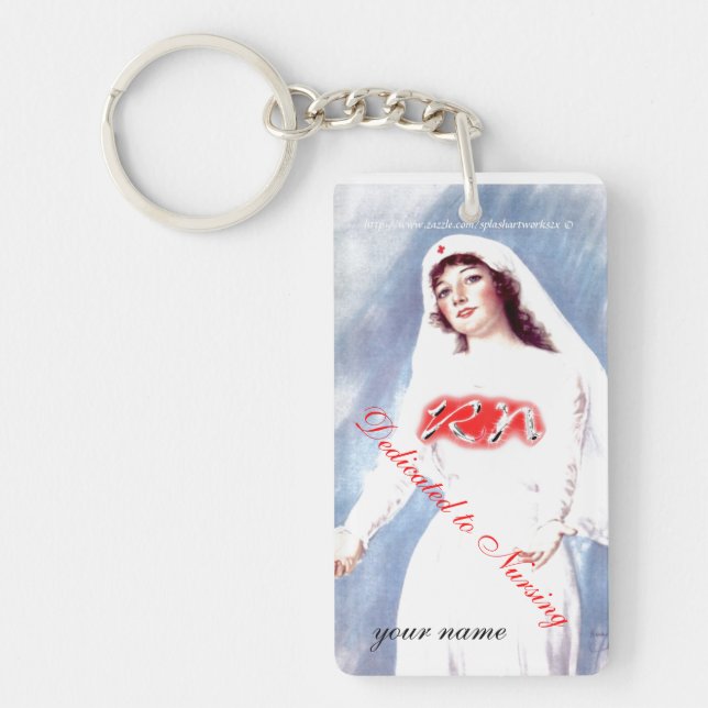 " Rn-Dedicated to Nursing" Key Ring (Front)