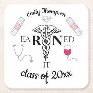 RN Earned it  Square Paper Coaster