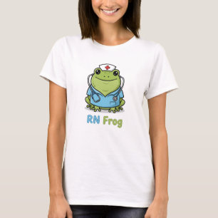 RN Frog Nurse Cartoon Whimsical Medical Design T-Shirt