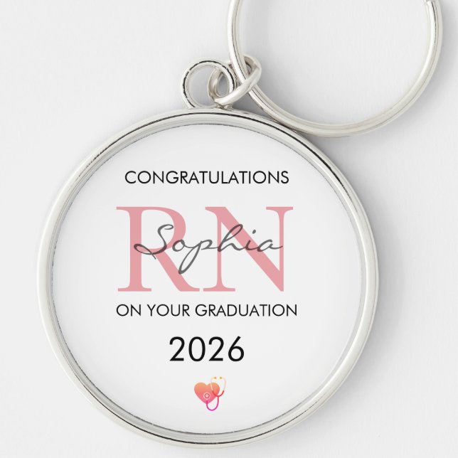 RN Graduation Personalised Name Class of 2026 Key Ring (Front)