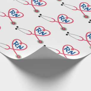 RN Heart Stethoscope Wrapping Paper