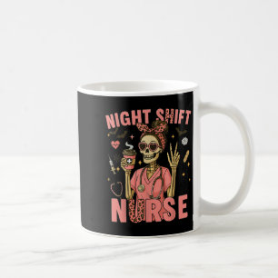 Rn Icu Nurse Skeleton Night Shift Halloween Tee Coffee Mug