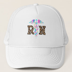 "RN" in Leopard Print- Colourful Medical Logo Trucker Hat