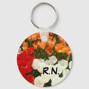 RN keychains Nurses Spring Tulip Flowers