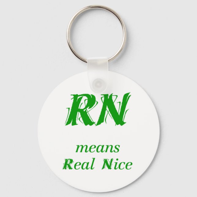 RN means Real Nice (green) Key Ring (Front)