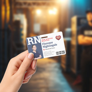 RN Medical Employee Photo ID Badge Barcode QR