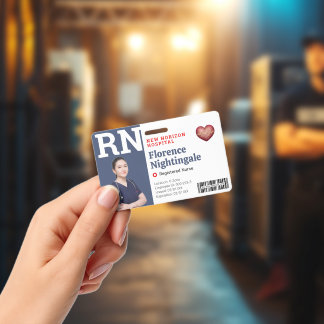 RN Medical Employee Photo ID Badge Barcode QR