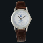 RN Monogram Blue|White Face Nurse Watch<br><div class="desc">An elegant blue and white watch, with a medical caduceus symbol and a spot for your gift recipient's name and last name monogram. A great gift for anyone who is a nurse, recent nursing graduate, or any proud member of the medical community. This watch contains a white face along with...</div>