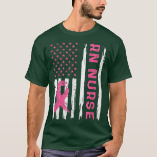 RN Nurse American Flag Nurse Breast Cancer Awarene T-Shirt