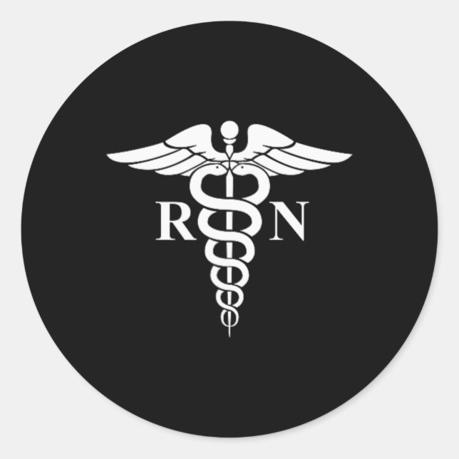 Rn Nurse Caduceus Medical Symbol Nursing Logo Gift Classic Round Sticker (Front)