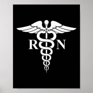 Rn Nurse Caduceus Medical Symbol Nursing Logo Gift Poster