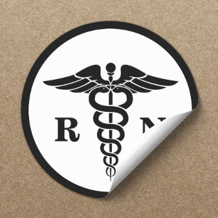 RN Nurse Caduceus Symbol Classic Medical Round Sticker