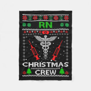 Rn Nurse Christmas Crew Rn Ugly Fleece Blanket