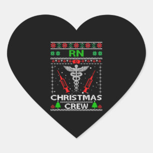 Rn Nurse Christmas Crew Rn Ugly Heart Sticker