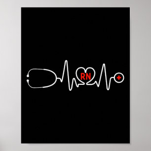 Rn Nurse Clothing Registered Nurse Stethoscope Hea Poster