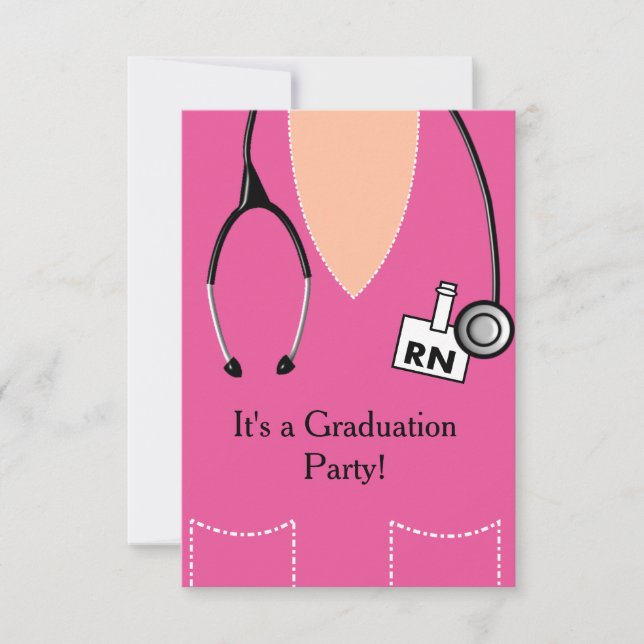 RN Nurse Graduation Invitation Scrub Top #55 (Front)