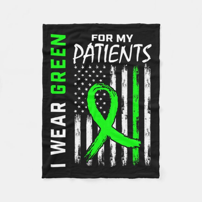 Rn Nurse Green For My Patients Kidney Disease Awar Fleece Blanket (Front)