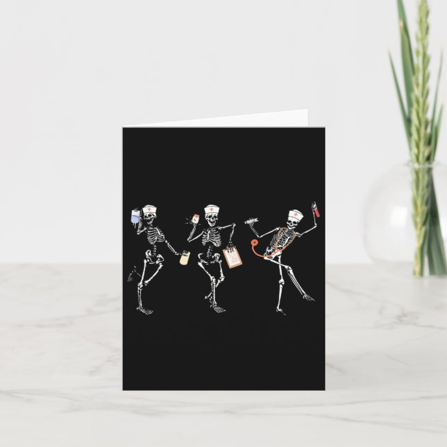 Rn Nurse Halloween Dancing Skeleton Autumn Fall Wo Card (Front)