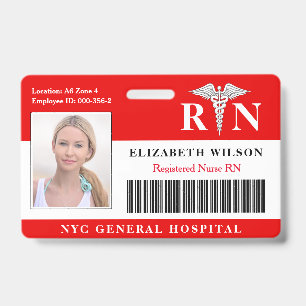 RN Nurse Hospital Medical Employee Photo ID Badge