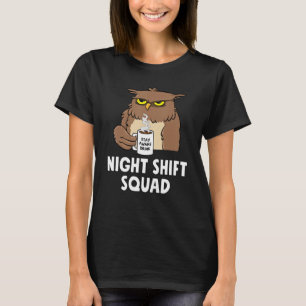 RN Nurse Night Shift Squad Funny Coffe Owl T-Shirt