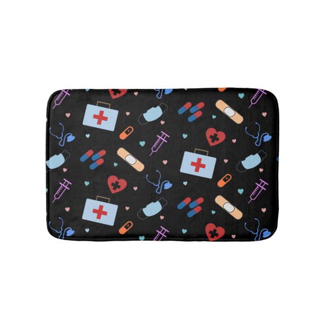 RN Nurse Nursing Student | Doctor Medical Pattern Bath Mat (Front)