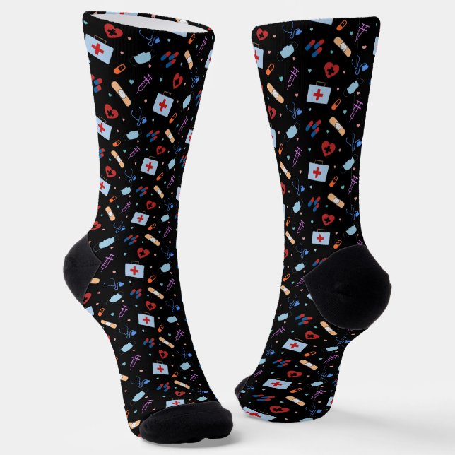 RN Nurse Nursing Student | Doctor Medical Pattern Socks (Angled)