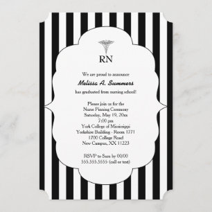 RN Nurse pinning ceremony invites black stripes