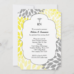 RN Nurse pinning ceremony invites yellow grey