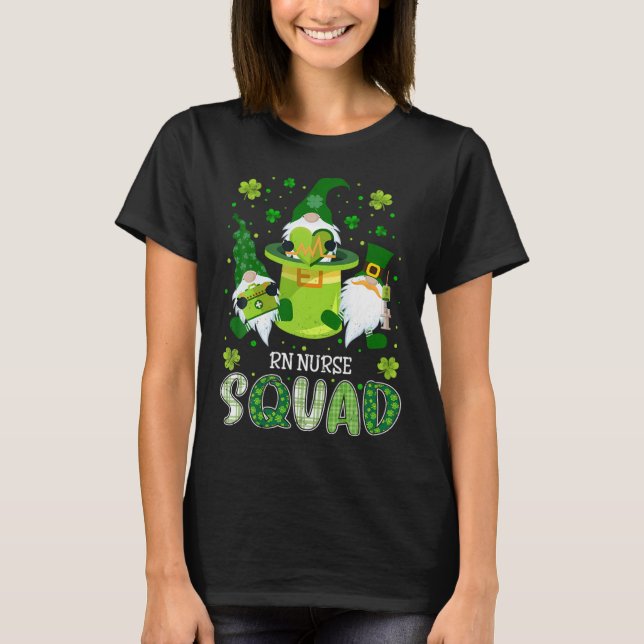 RN Nurse Squad Nursing St Patrick Day Gnomes Irish T-Shirt (Front)