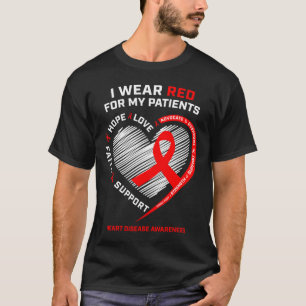 Rn Nurses I Wear Red Heart Disease Awareness T-Shirt