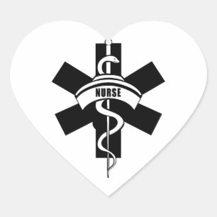 RN Nurses Medical Symbol Heart Sticker