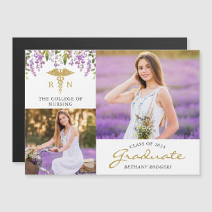 RN Nursing Graduation 2 Photo Announcement Magnet