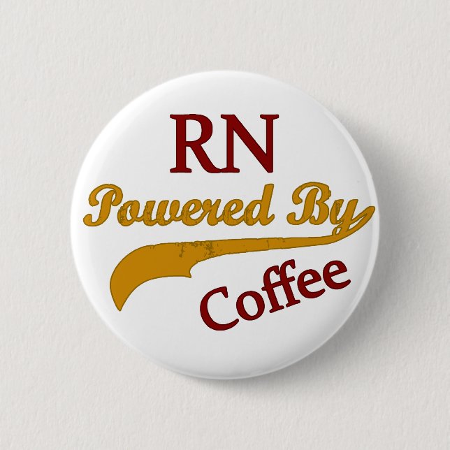 RN Powered By Coffee 6 Cm Round Badge (Front)