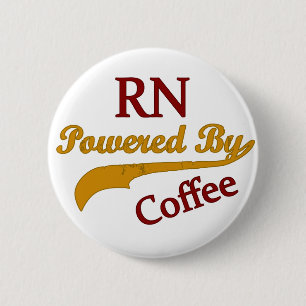 RN Powered By Coffee 6 Cm Round Badge