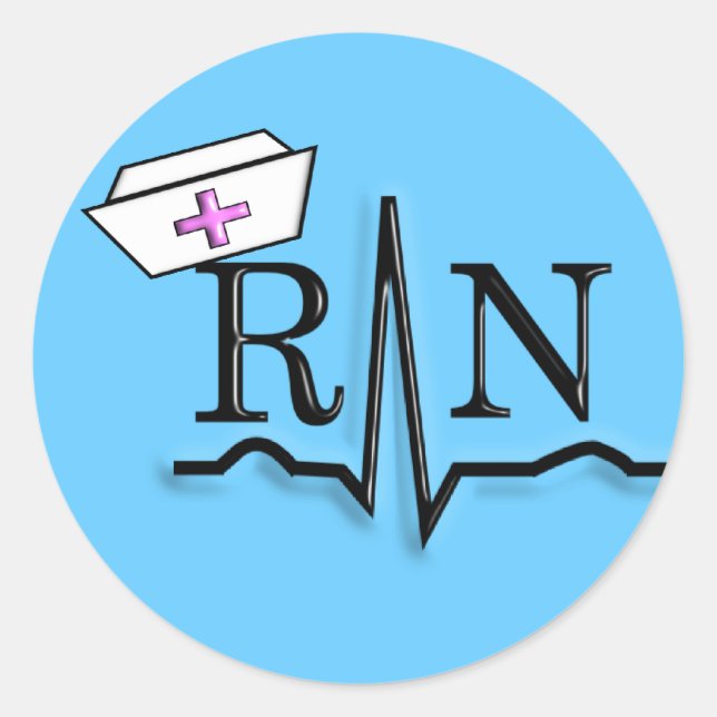 RN QRS Nurse Cap Design Classic Round Sticker (Front)