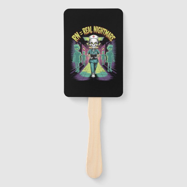 RN = Real Nightmare Halloween Nurse  Hand Fan (Front)