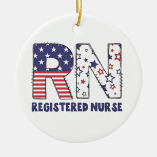 RN Registered Nurse 4th of July Subtle American Ceramic Ornament